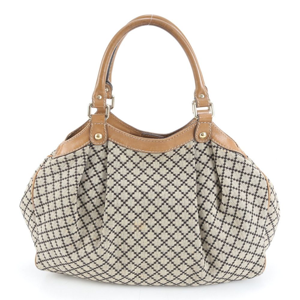 美品 グッチ ディアマンテ スーキー 211944 レザー キャンバス トート