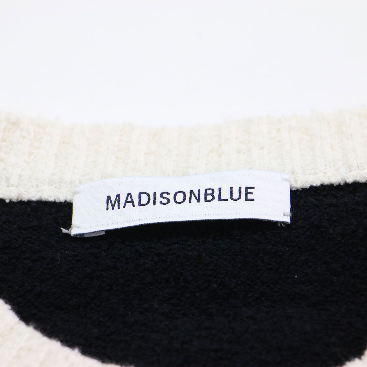 MADISONBLUE - マディソンブルー バイカラーカーディガンブークレ 長袖 00 黒 ブラック 白 MADISONBLUE マディソンブルー カーディガン ブラック 黒 サイズ:00(XS