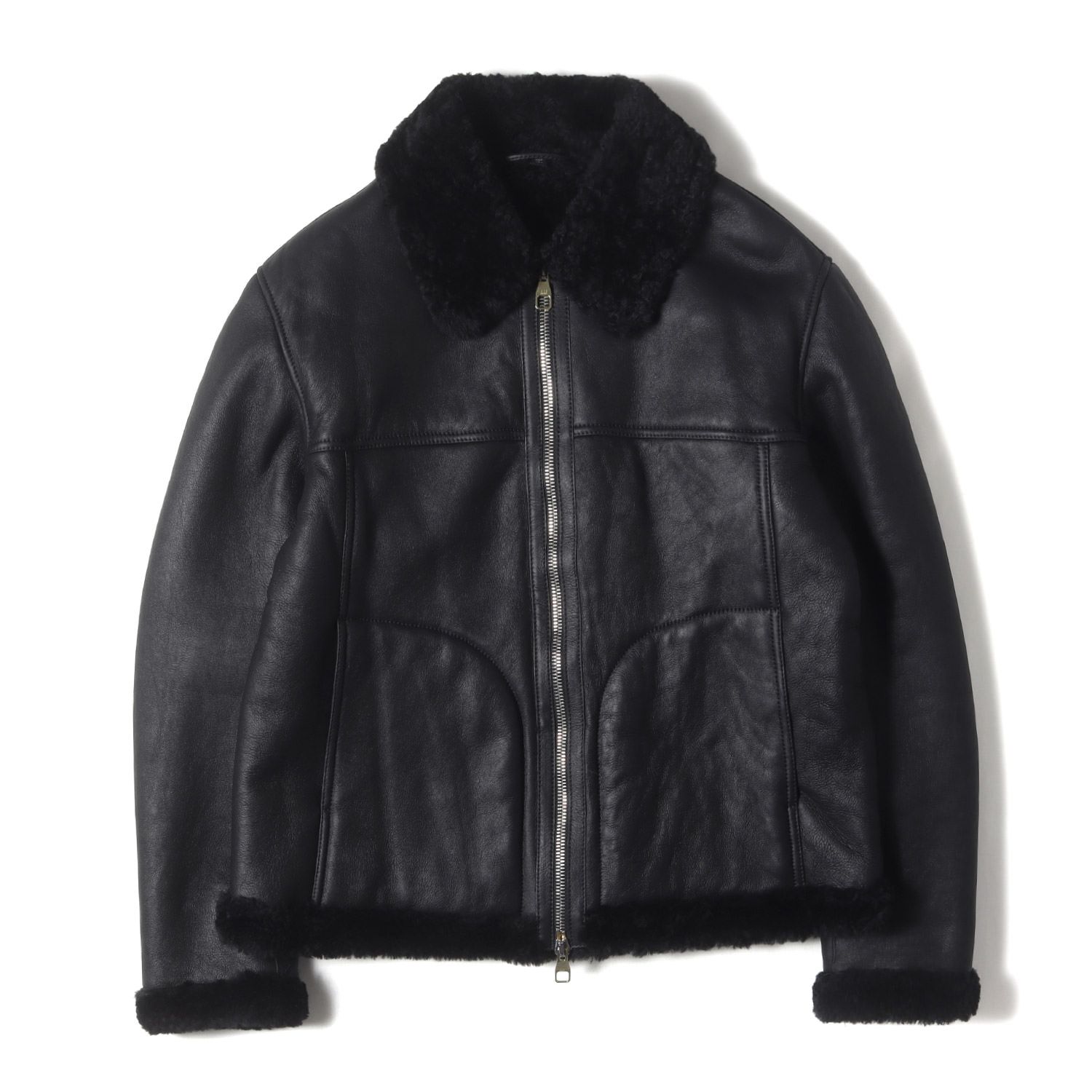 dunhill ムートン　レザージャケット　ブルゾン 美品】dunhill ダンヒル ジャケット ブラック 黒 サイズ:XL | 近年