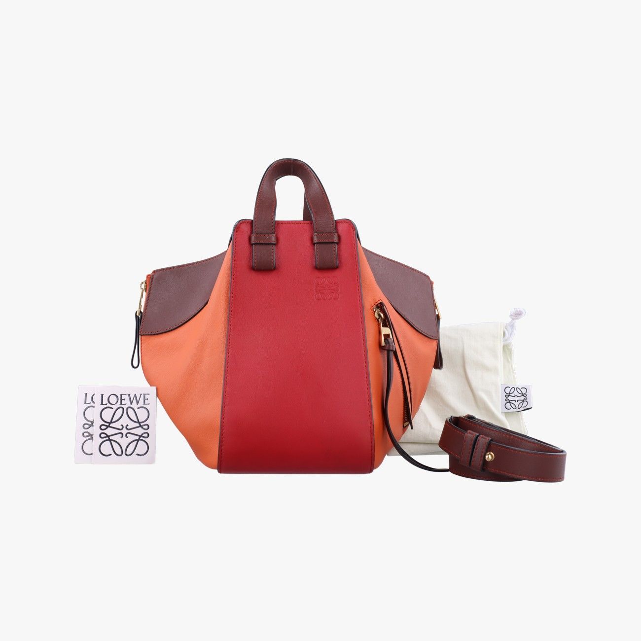 ロエベLoeweハンモック オレンジ×レッド×ブラウン レザー 261822