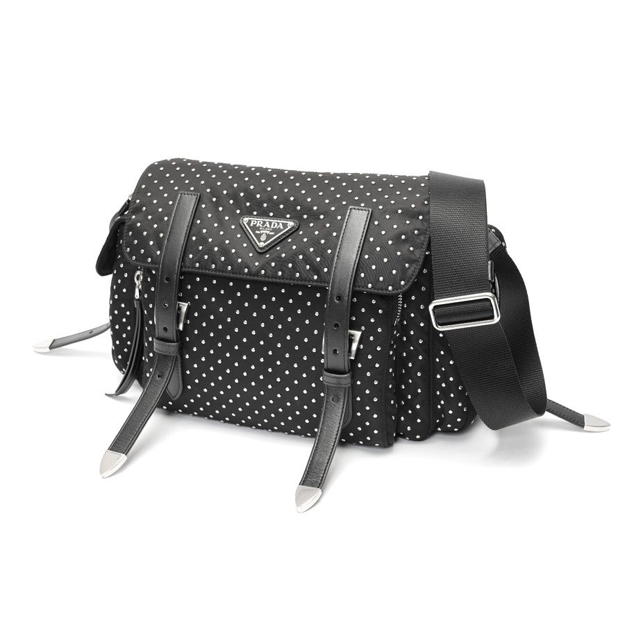 プラダ / PRADA　Re-Nylon × レザー ショルダーバッグ　1BD118　ナイロン/レザー/メタル　ブラック 【中古】 商品番号 K-160109 プラダ / PRADA Re-Nylon × レザー ショルダーバッグ 1BD118 ナイロン