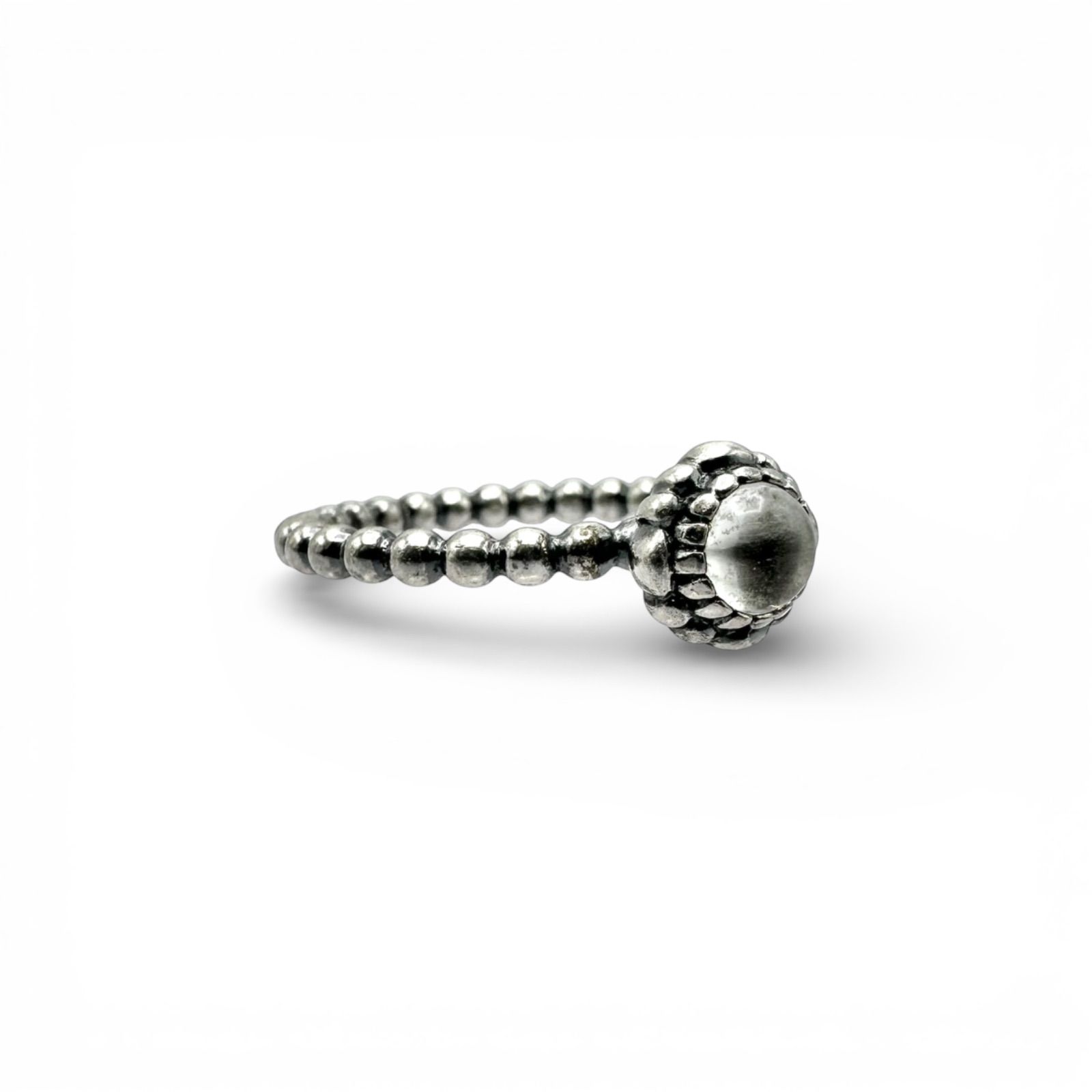 可憐】ミニフラワー クリスタル Silver 925 刻印 Design Ring シルバー 