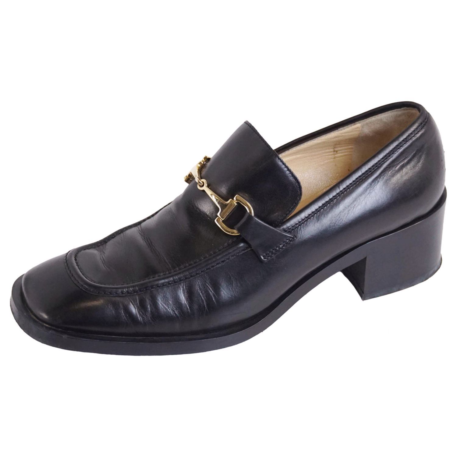 Vintage グッチ GUCCI ローファー モカシン ヒール ホースビット金 