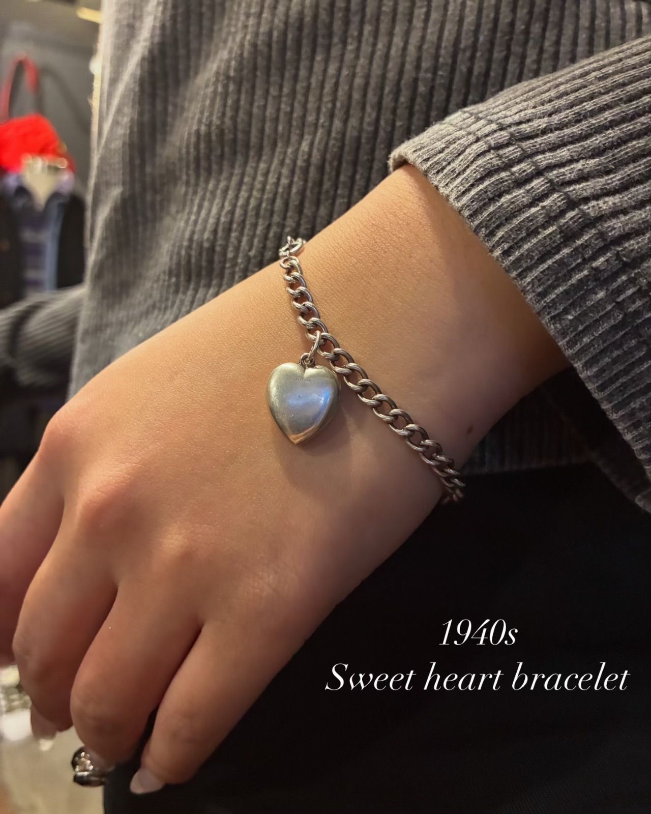 WWII] 1940s Vintage Puffy Heart Bracelet - P.S.CO / スウィート 