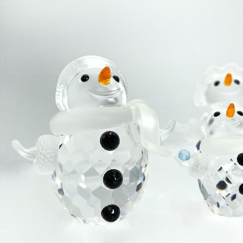 スワロフスキー SWAROVSKI スノーマン ミニスノーマン スノーウーマン 雪だるま 親子セット オブジェ 置物 250229|624572|655376 クリア ペン立て 置物 インテリア小物