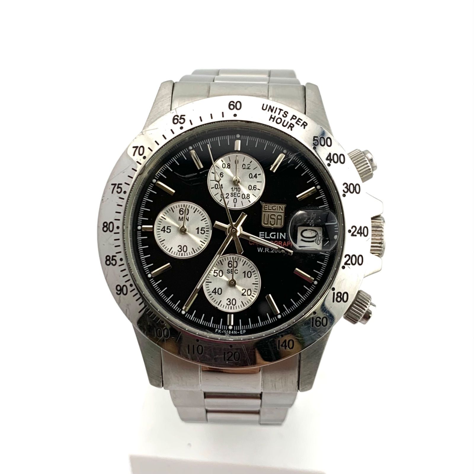 稼動品✨ELGIN トレジャー クロノグラフ メンズ腕時計 FK-1184N 中古 