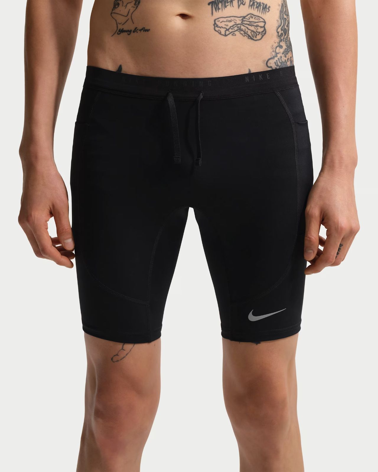 ナイキ NIKE ストライド メンズ Dri-FIT 1/2レングス ランニングタイツ IF2041 010 ブラック スパッツ ポケット