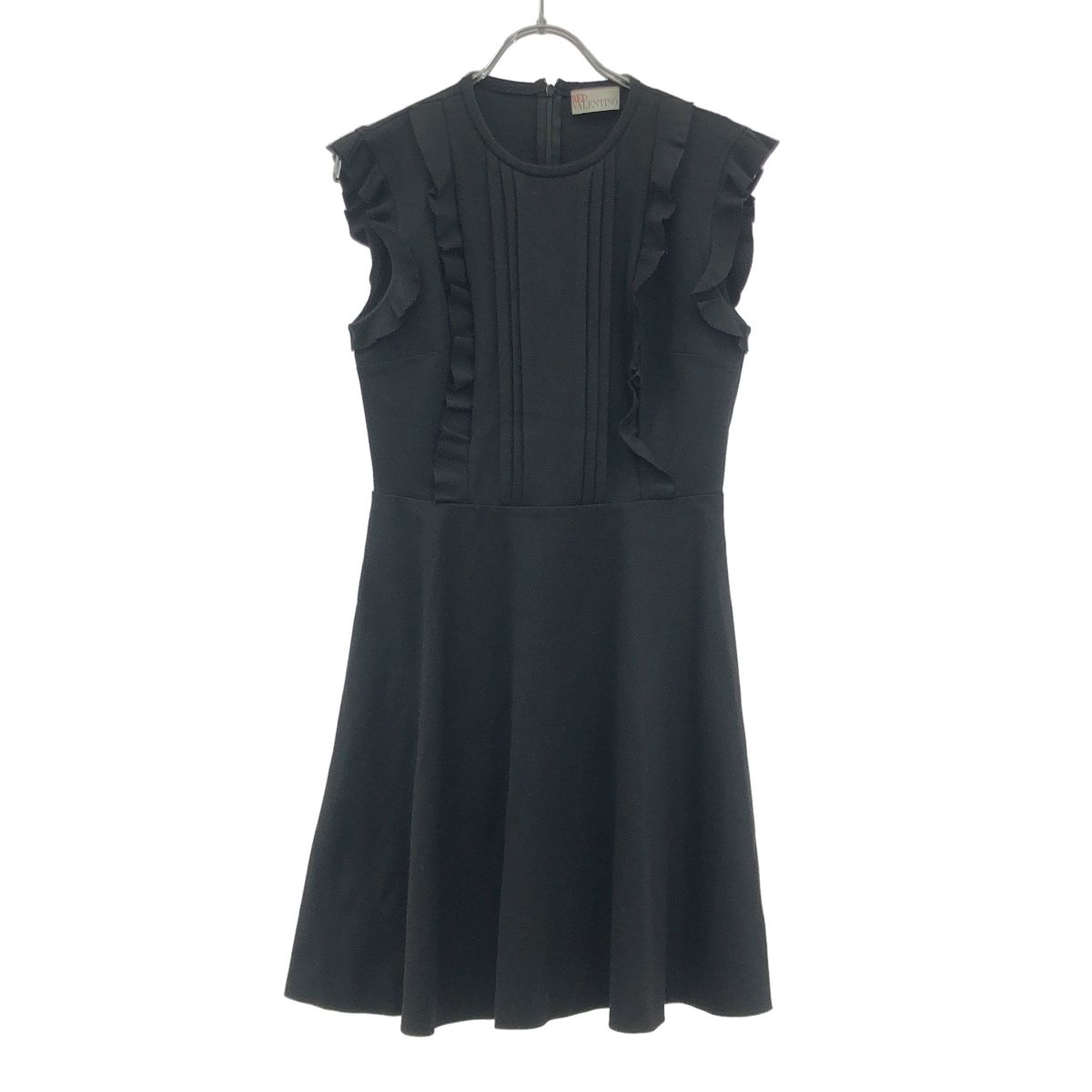 レッドヴァレンティノ 丸襟 レース フリルワンピース ♪ブラック RED VALENTINO レッド ヴァレンティノ レーヨンフリルワンピース