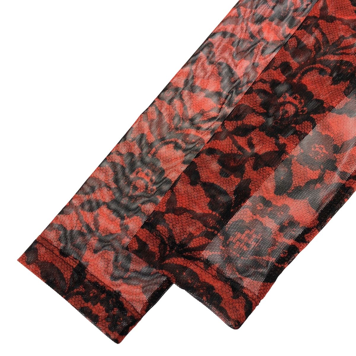 DRIES VAN NOTEN ドリスヴァンノッテン フラワーシアーメッシュトップス  レッド M DRIES VAN NOTEN ドリスヴァンノッテン フラワーシアーメッシュ