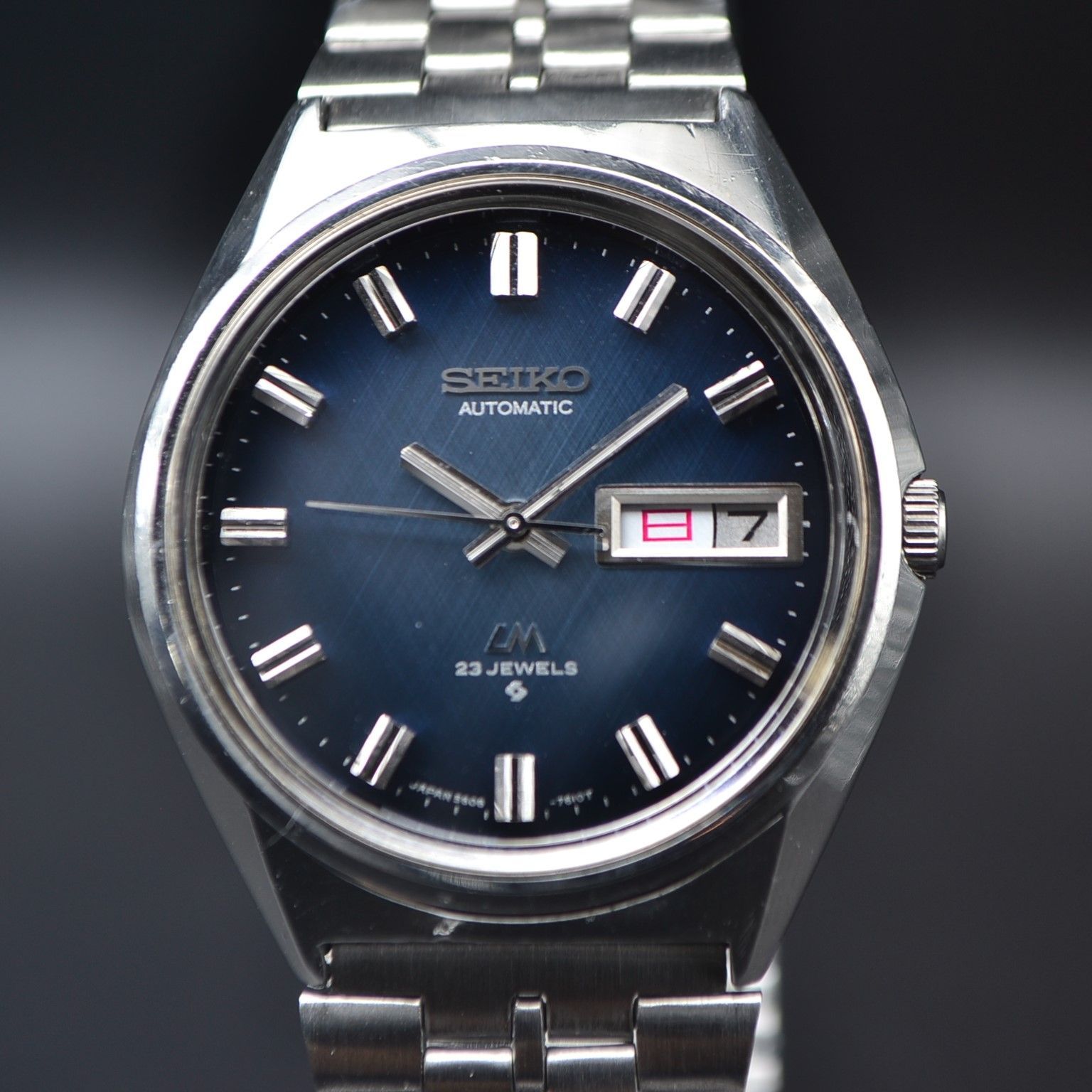 OH済 SEIKO ロードマチック ブルー 菱形格子 旭日