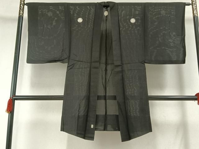 平和屋着物*夏物 男性 黒紋付 正絹 逸品 AABF5876fy