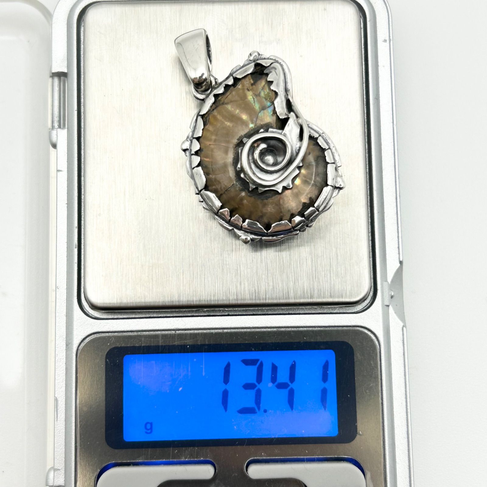 アンモナイト化石 銀枠 SILVER925 重さ13.41g ペンダントトップ 