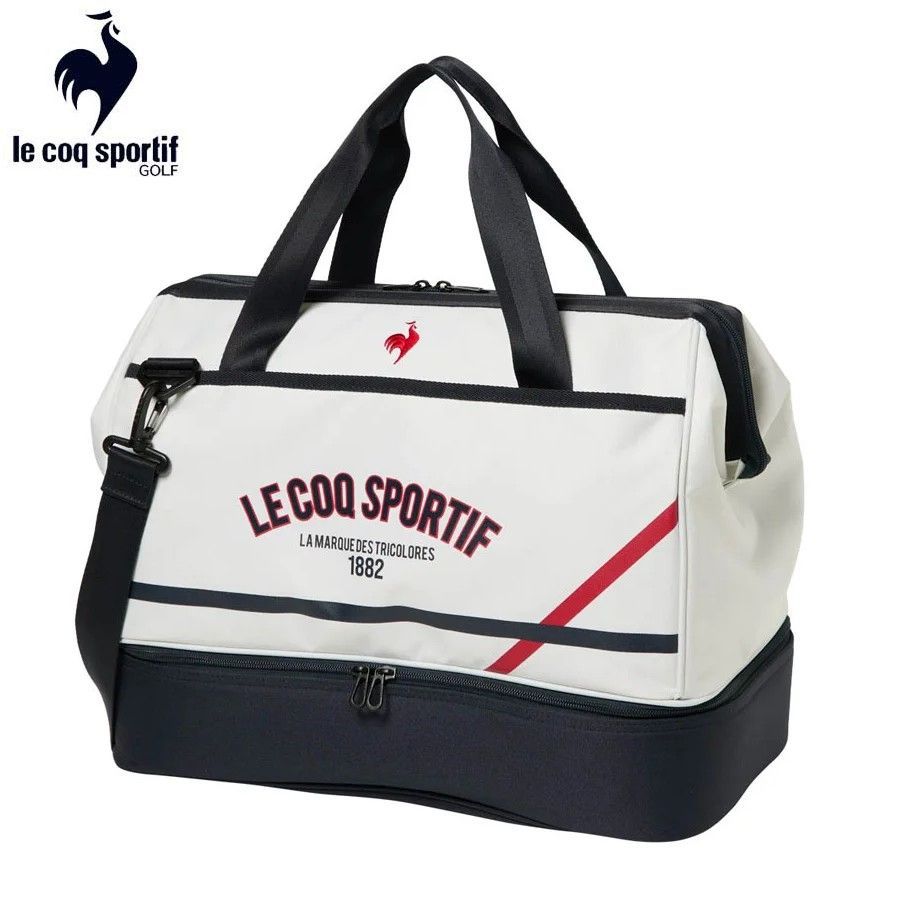 ルコック le coq sportif LG6SBB00M 2層式 大開口 ボストンバッグ 2026 ショルダーベルト付 WHRD ホワイト|レッド