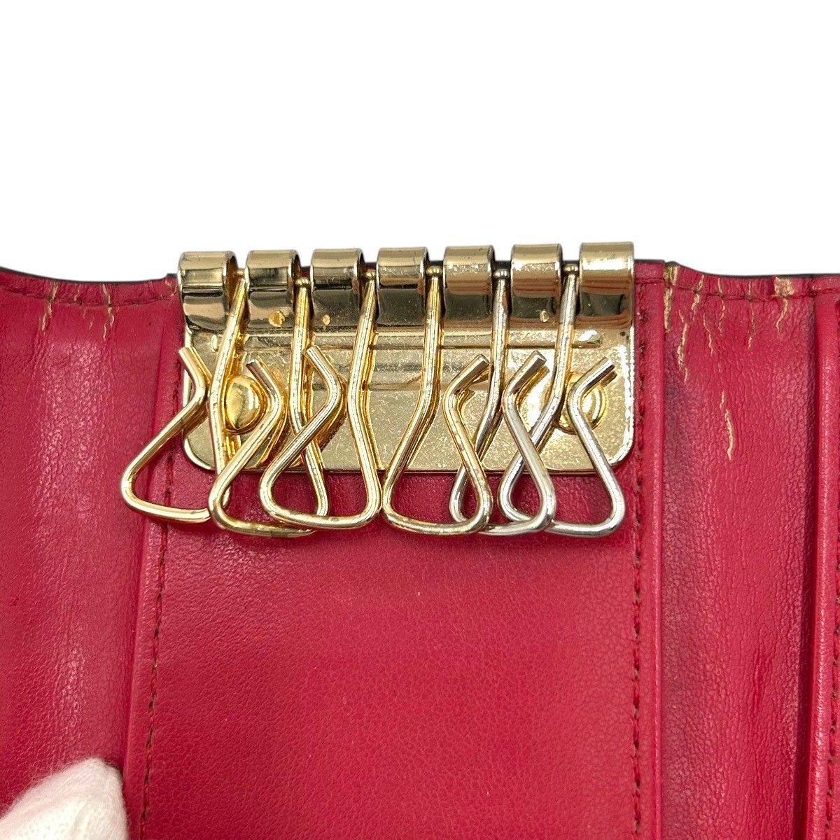 Michael Kors マイケルコース レッド ゴールド金具 レザー キーケース