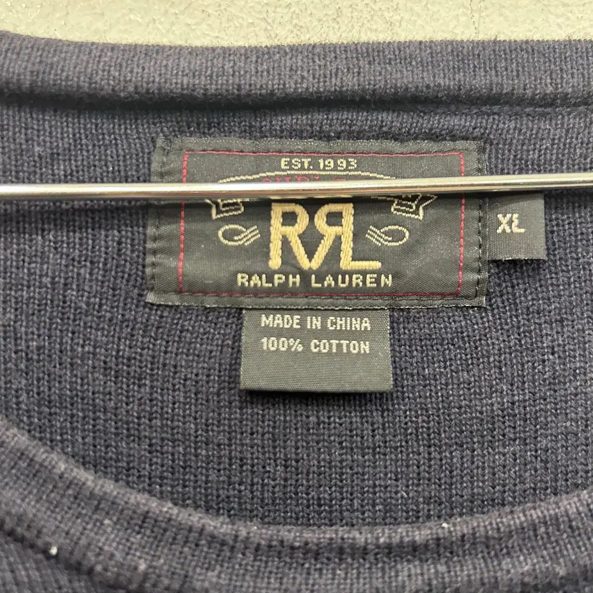 RRL(ダブルアールエル) ネイビー ストライプ ニット スリーブ RRL 