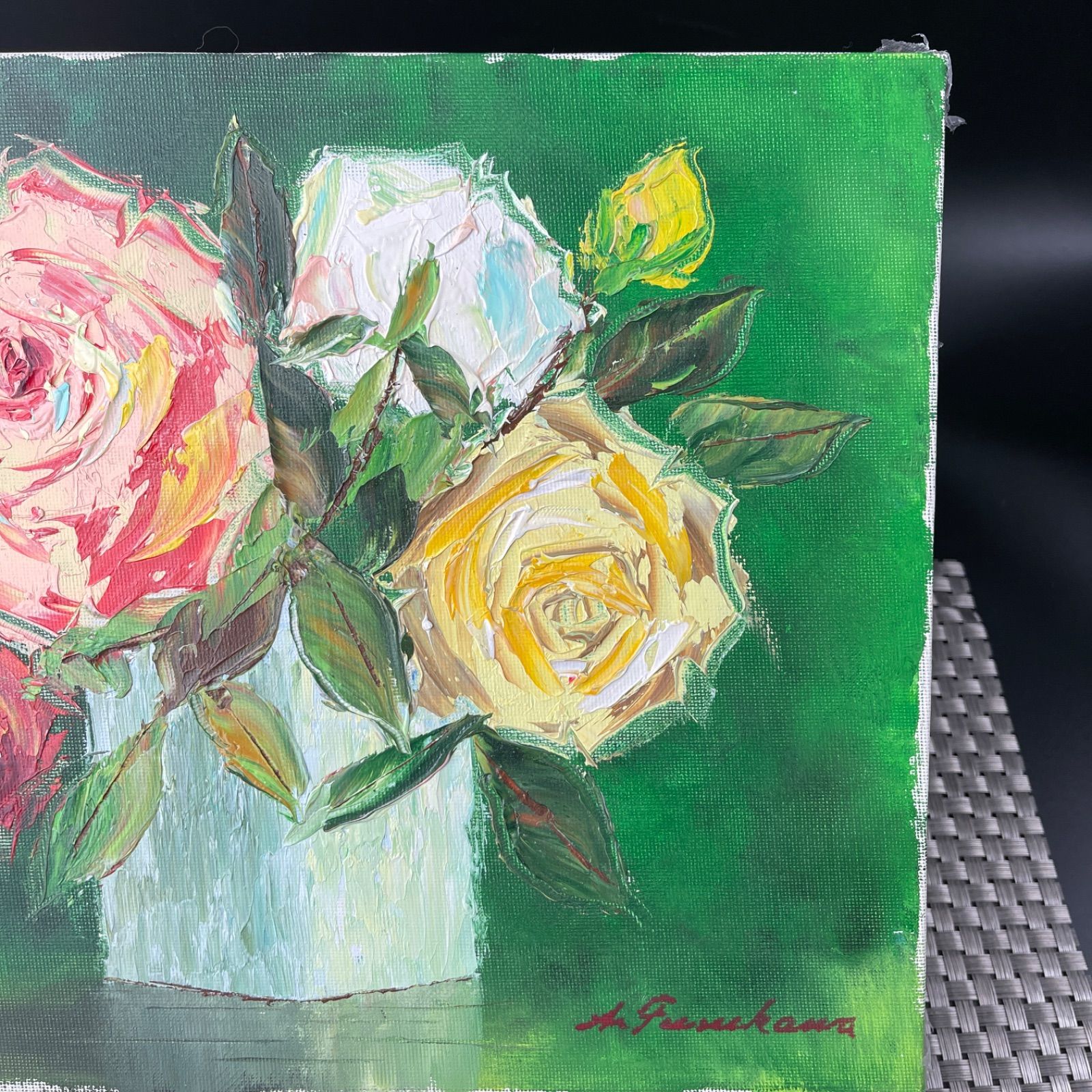古川 明雄 昨日 油絵 フラワー 薔薇 バラ 古川 明雄 昨日 油絵