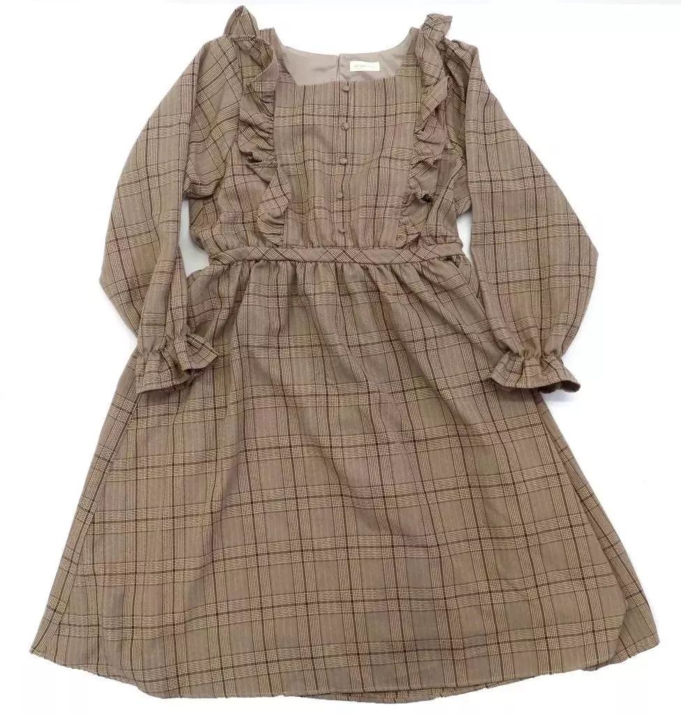 中古】ワンピース 青木美沙子 ワンピース(チェック柄) ベージュ S