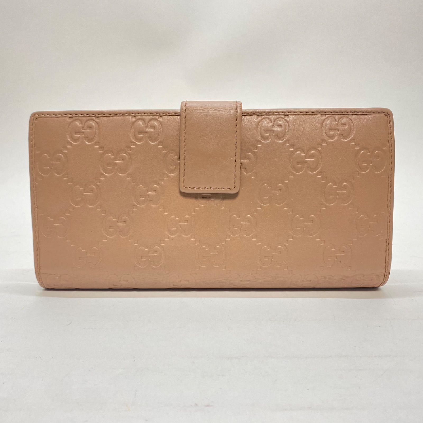 美品 グッチ GUCCI 長財布 L字ファスナー シマ ダークブラウン GG 1円 