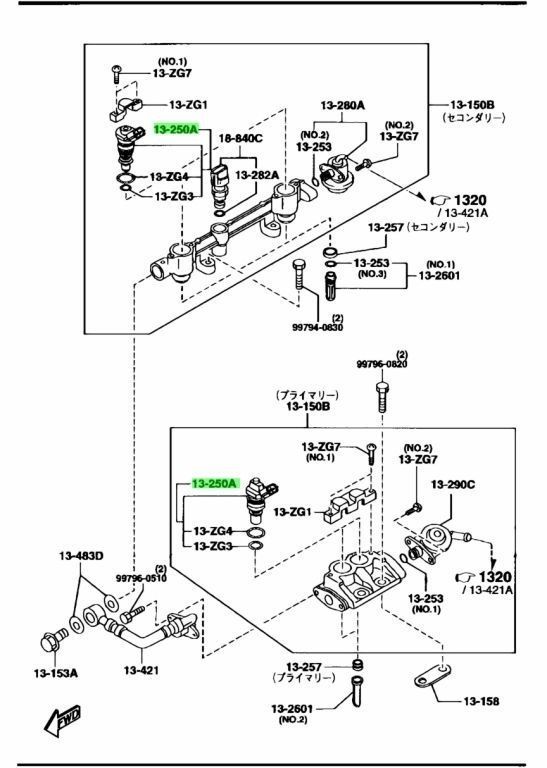 新品 マツダ純正 FD FD3S SA22C RX-7 セカンダリー インジェクター 2本セット フューエルインジェクター フューエル JDM RX7 FUEL INJECTOR