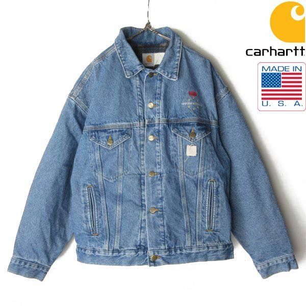 90s USA製 星タグ carhartt カーハート JB0998 デニム ジャケット L 