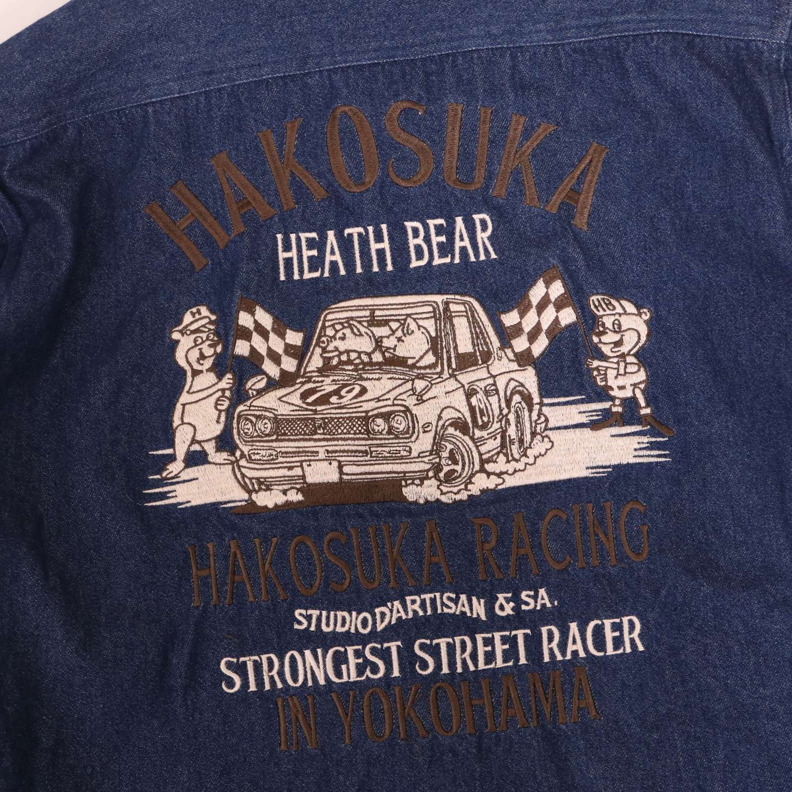 STUDIO D'ARTISAN × HEATH ステュディオダルチザン × ヒース HAKOSUKA ハコスカ刺繍★ 長袖 デニム シャツ Sz.40 メンズ STUDIO D'ARTISAN × HEATH ステュディオダルチザン × ヒース HAKOSUKA