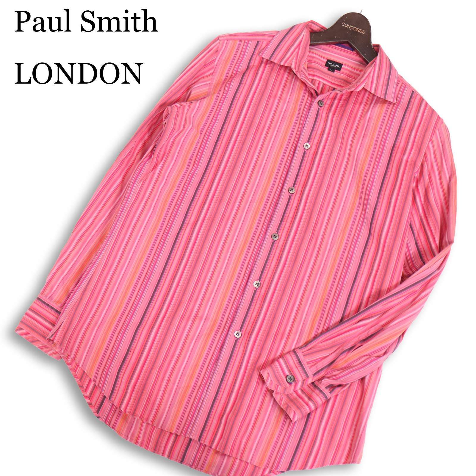 Paul Smith LONDON ポールスミス ロンドン 通年 長袖 マルチ ストライプ ドレス シャツ Sz.L メンズ 日本製
