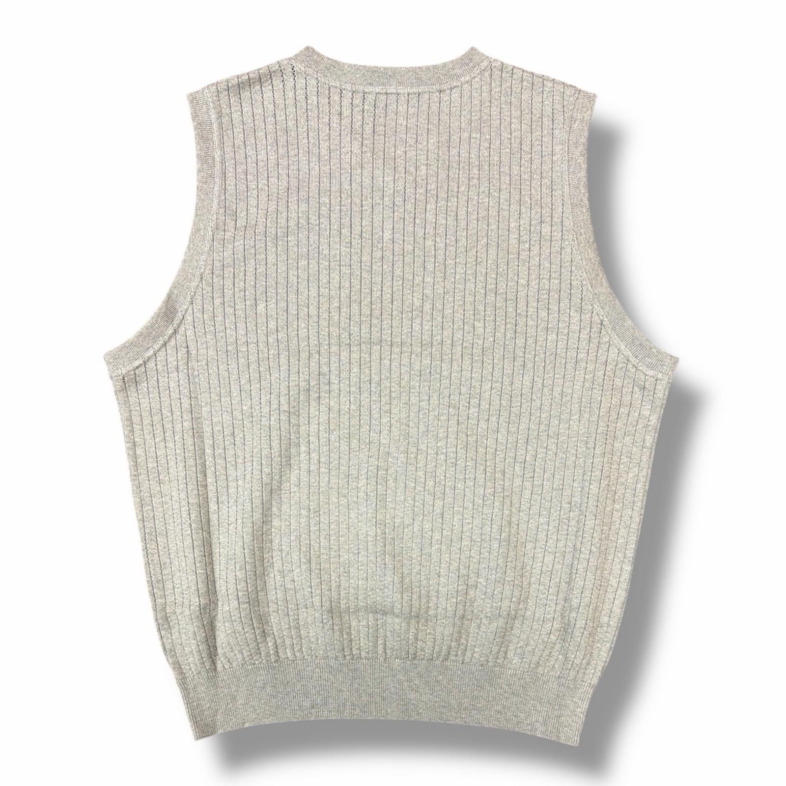 参考上代17600円 未使用 crepuscule Stripe Mesh Knit Vest ストライプ