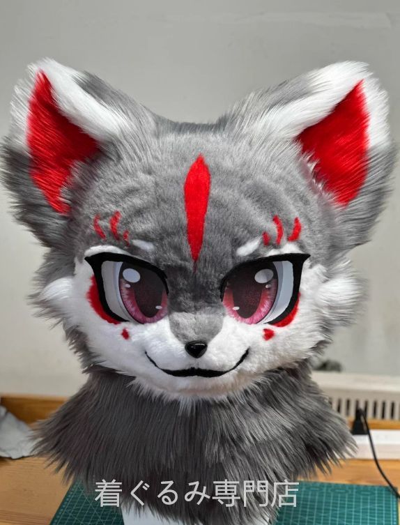 猫 着ぐるみヘッド 全頭ヘッド ケモノ ファースーツ ぬいぐるみ コスプレ コスチューム kigurumi 一点物 A51