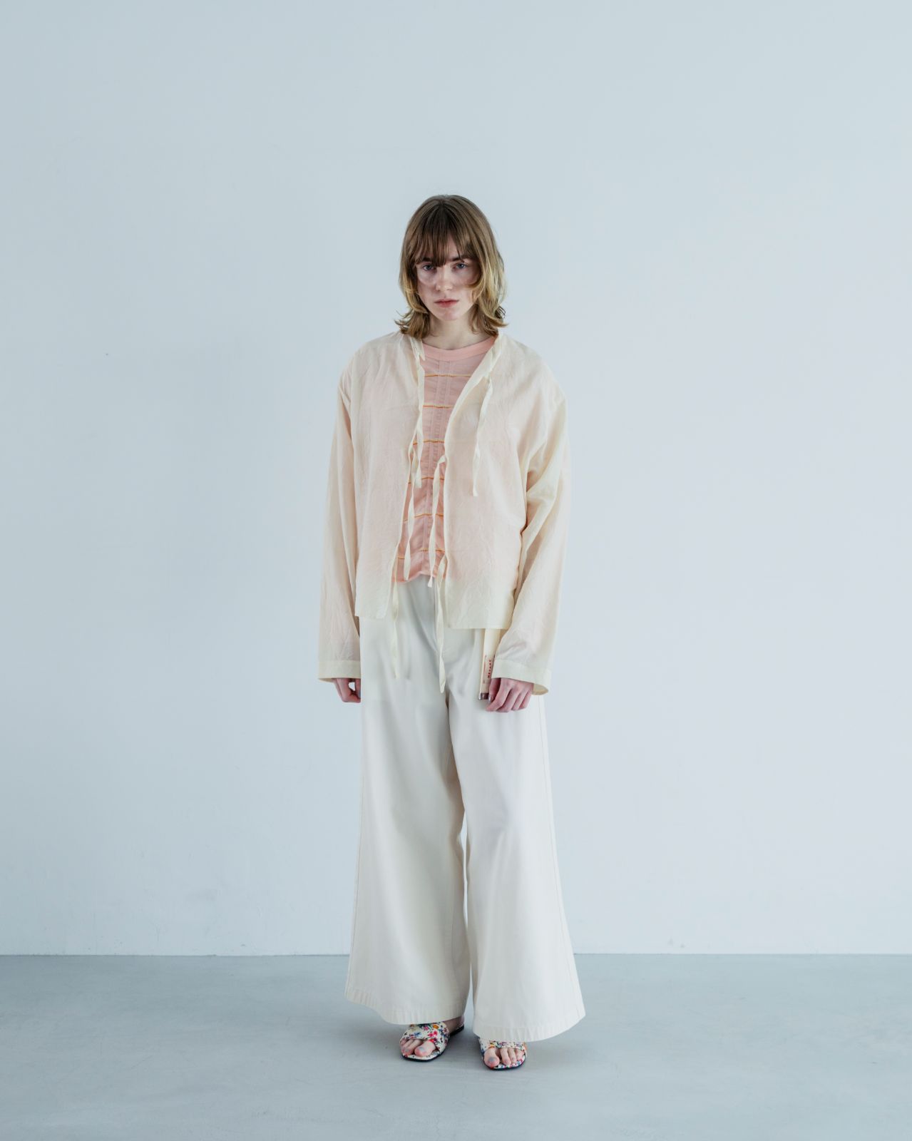 MEYAME メヤメ COTTON SILK BLOUSE JACKET SAX コットン シルク