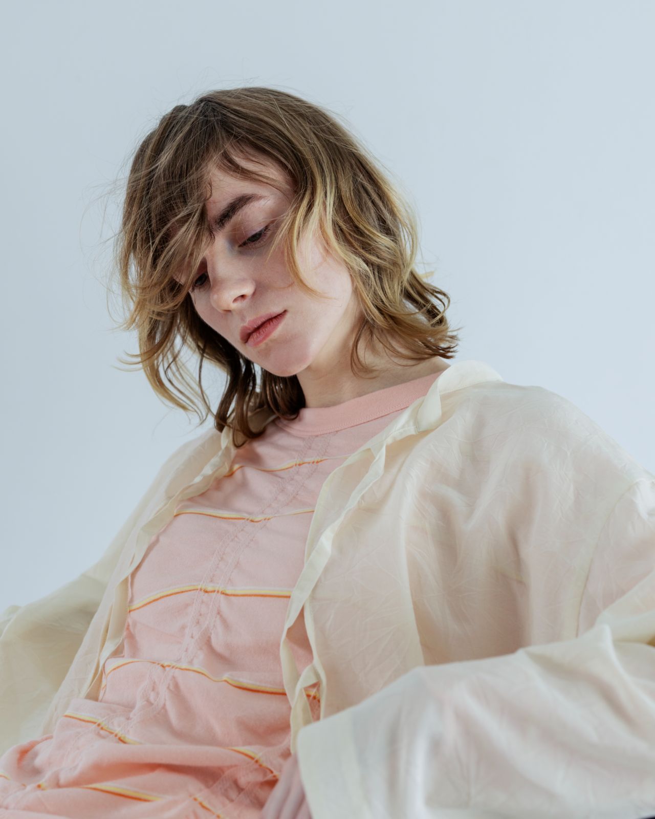 MEYAME メヤメ COTTON SILK BLOUSE JACKET SAX コットン シルク