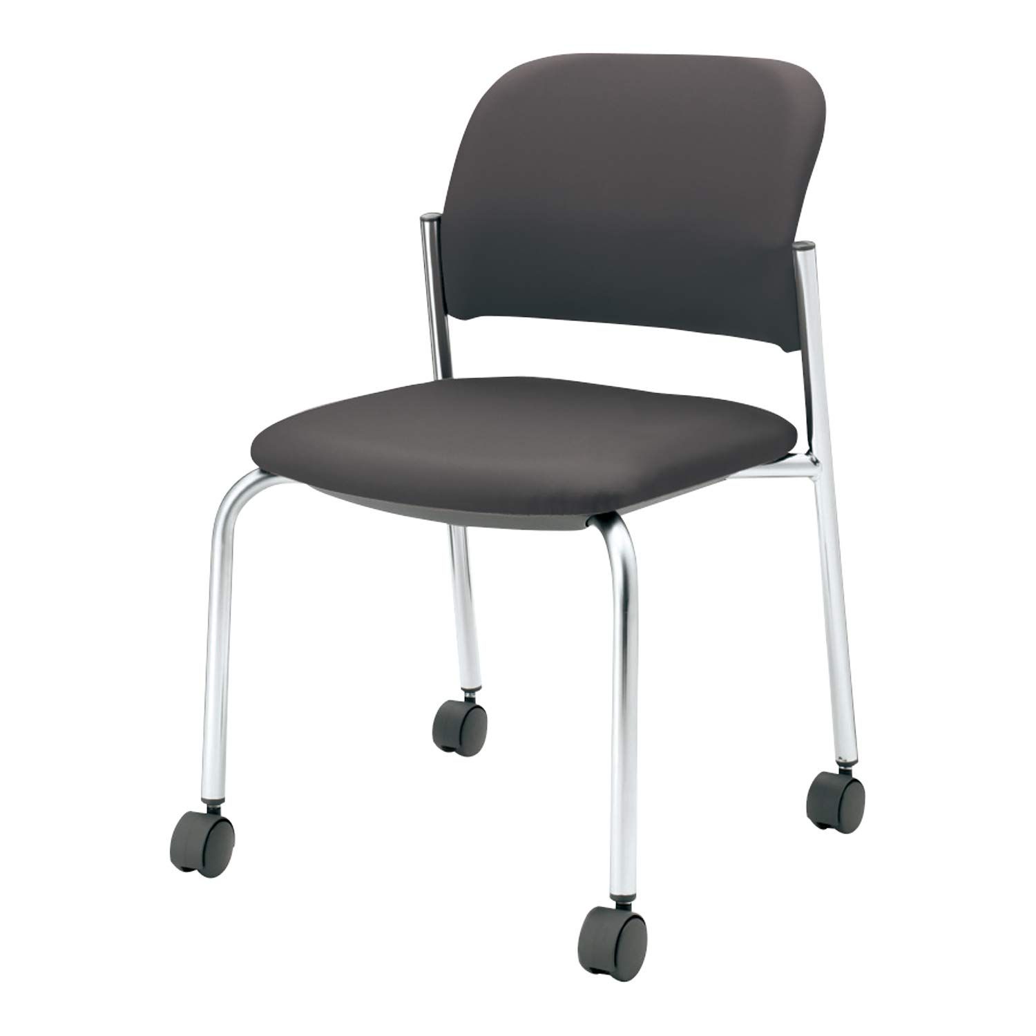 メーカー配送 設置 組立 コクヨ 会議イス 100シリーズ CK-M100CVZE5-W 肘なし メッキ脚 キャスタータイプ レザー ダルグレー カーペット用