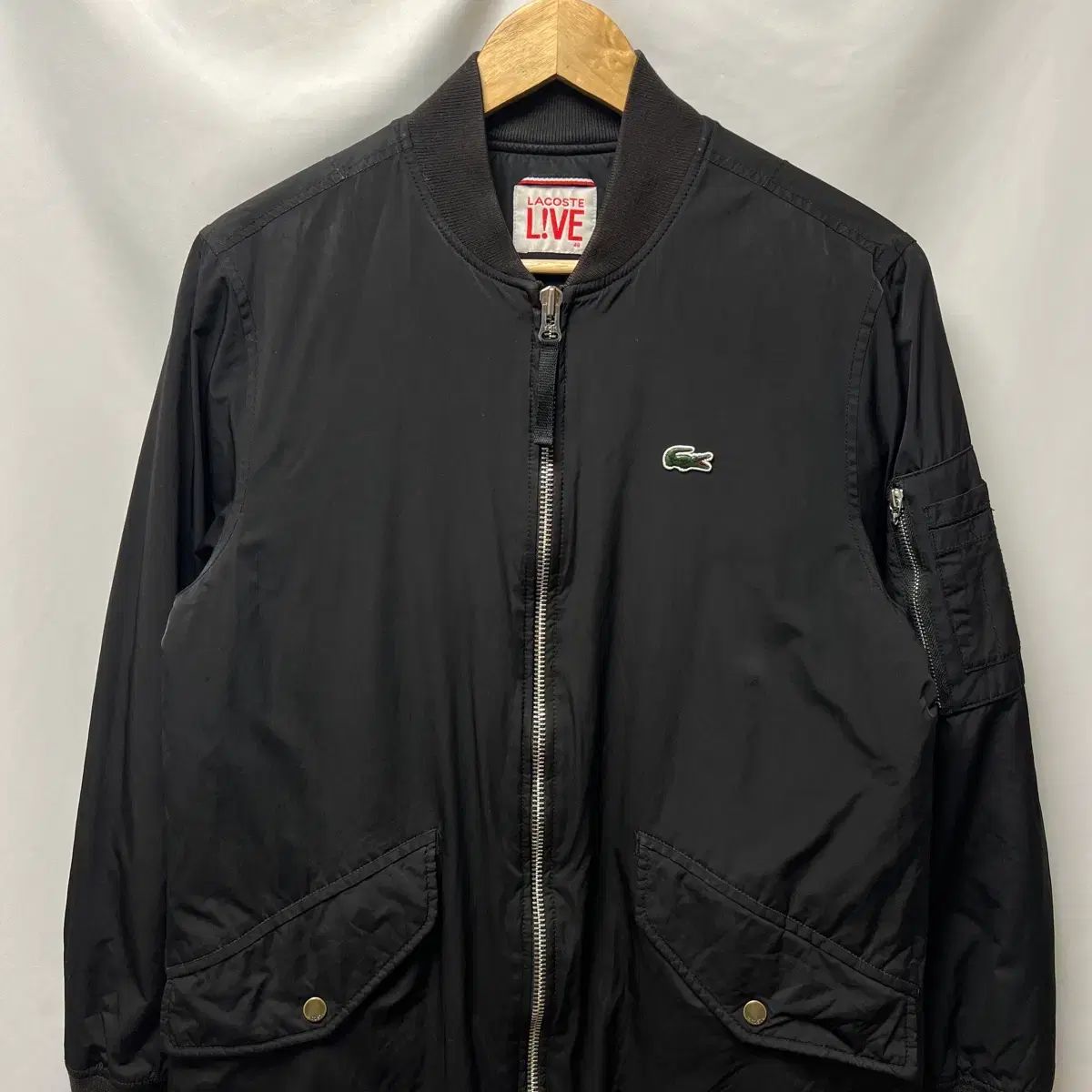 正規品/95 LACOSTE ラコステ LIVE ブラック MA-1 パイロットジャンパー アウター ジャケット