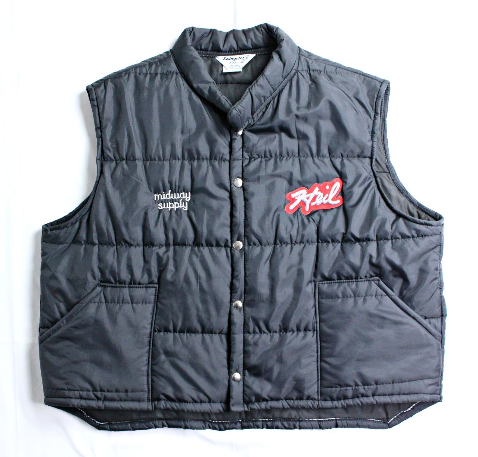 90s 古着 アメリカ製 ビッグシルエット ナイロンキルティングベスト 
