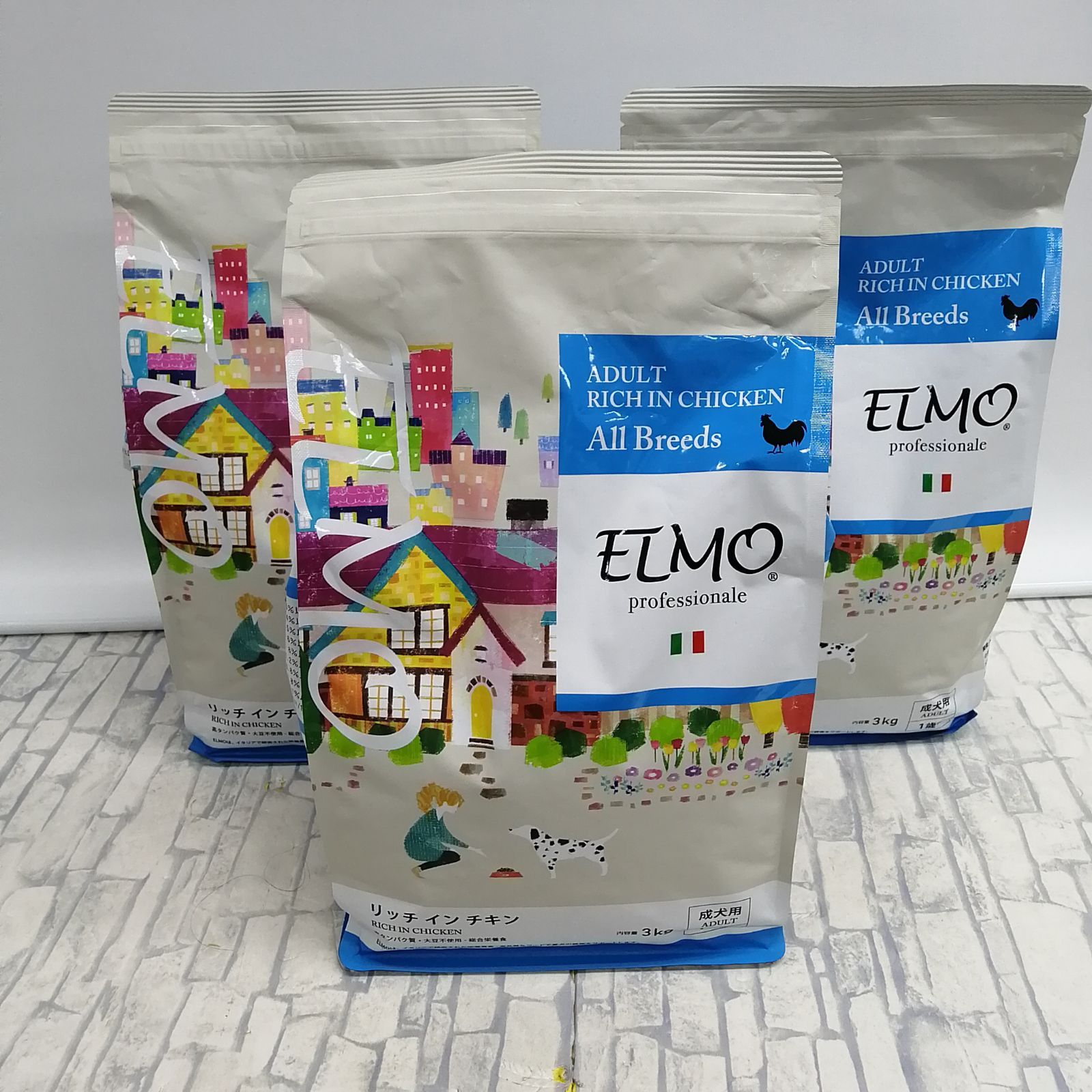 新品】9kg ELMO ドッグフード 成犬用 リッチインチキン 3kg 3袋 M1811