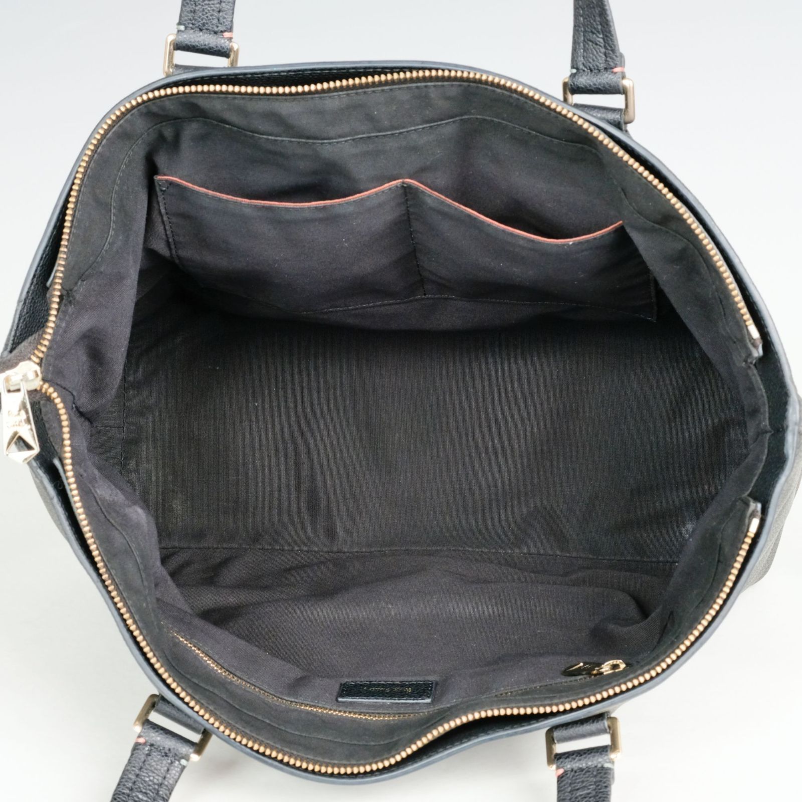 ポールスミス インレイドストライプ トートバッグ A4収納 レザー シボ革 黒 Paul Smith ポールスミス インレイドストライプハンドル レザー トート