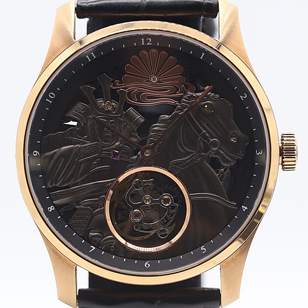 稼動 箱|保付 深見東州 AT|自動巻 楠木正成 トゥールビヨン グレー文字盤 メンズ腕時計 0000110 2DKT IKE ABC18705