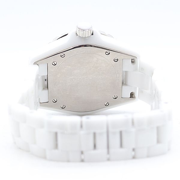  稼動 シャネル AT|自動巻 H5582 J12 アンタイトル 12200本 白|シルバー文字盤 メンズ腕時計 0063030 2DKT IKE ABC18711 ハイネック 自動巻き時計 腕時計(アナログ)