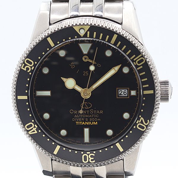 稼動 箱|保付 オリエントスター AT RK-AU0702B ダイバーズ200M チタン デイト 黒文字盤 メンズ腕時計 0062700 2DKT IKE ABC18702