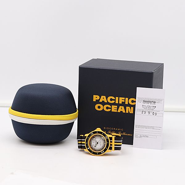  保| 稼働 ブランパン×スウォッチ パシフィックオーシャン S035P100 AT|自動巻 白 メンズ腕時計 0025300 2BKT MTY ABC18723 ジャケット 自動巻き時計 腕時計(アナログ)