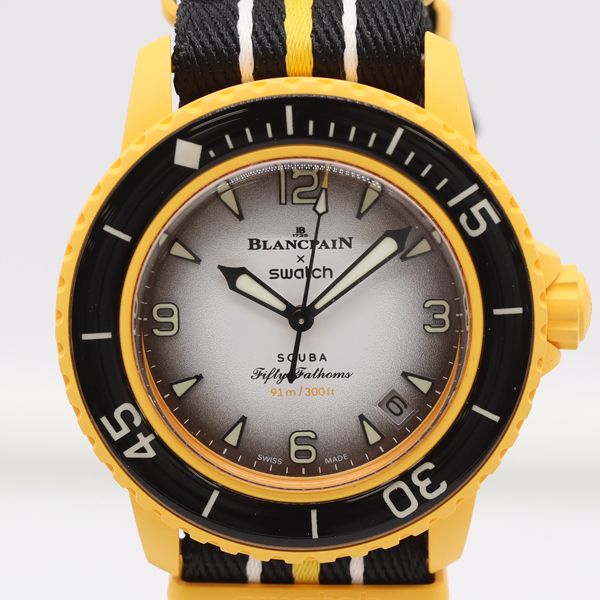 保| 稼働 ブランパン×スウォッチ パシフィックオーシャン S035P100 AT|自動巻 白 メンズ腕時計 0025300 2BKT MTY ABC18723