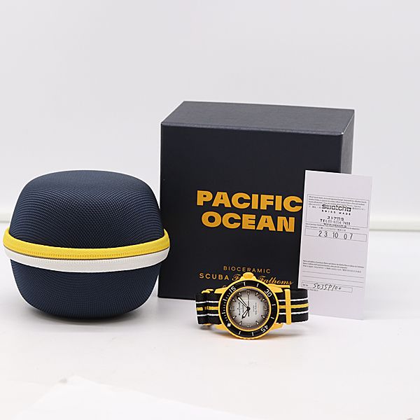  保| 稼働 ブランパン×スウォッチ パシフィックオーシャン S035P100 AT|自動巻 白 メンズ腕時計 0036300 2BKT MTY ABC18721 日本向けサイズ 自動巻き時計 腕時計(アナログ)