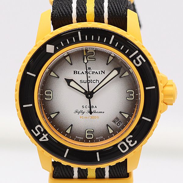 保| 稼働 ブランパン×スウォッチ パシフィックオーシャン S035P100 AT|自動巻 白 メンズ腕時計 0036300 2BKT MTY ABC18721