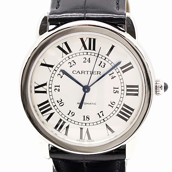 稼働 カルティエ WSRN0021 ロンドソロ AT|自動巻 シルバー文字盤 メンズ腕時計 0001320 2BKT MTY ABC18742