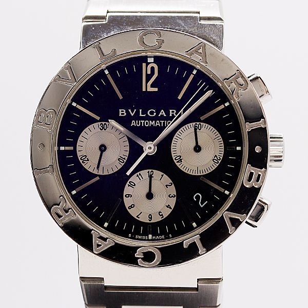 稼働 ブルガリ ブルガリブルガリ BB38SSCH AT|自動巻 クロノグラフ ネイビー文字盤 メンズ腕時計 0019800 2JWT ABC18766 KMT