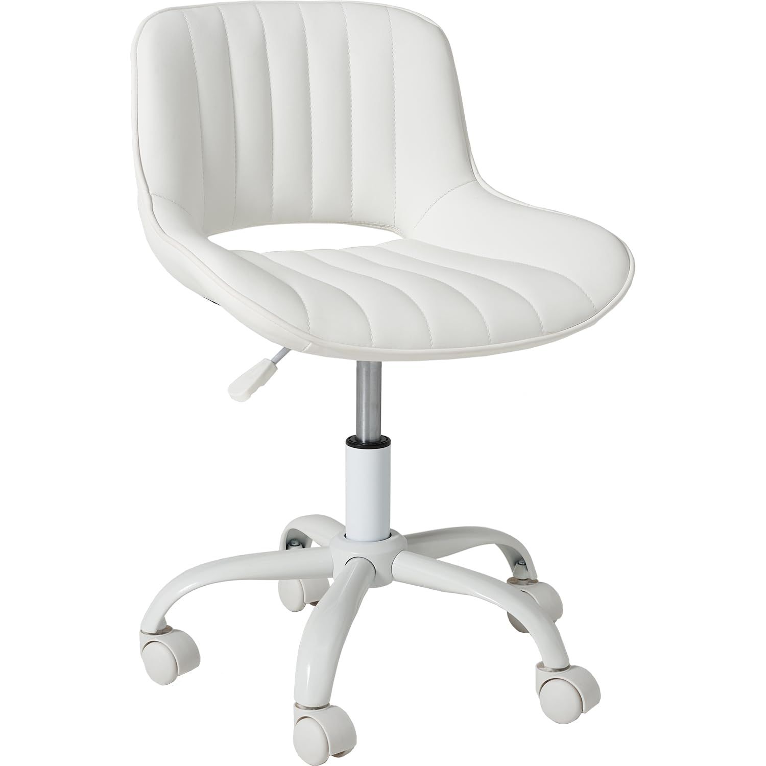 萩原 デスクチェア 回転式 オフィス 椅子 選べる 3タイプ× 5色 昇降式 高さ 63-71 ベロア調生地 ストレート ホワイト LHC-4469PWH