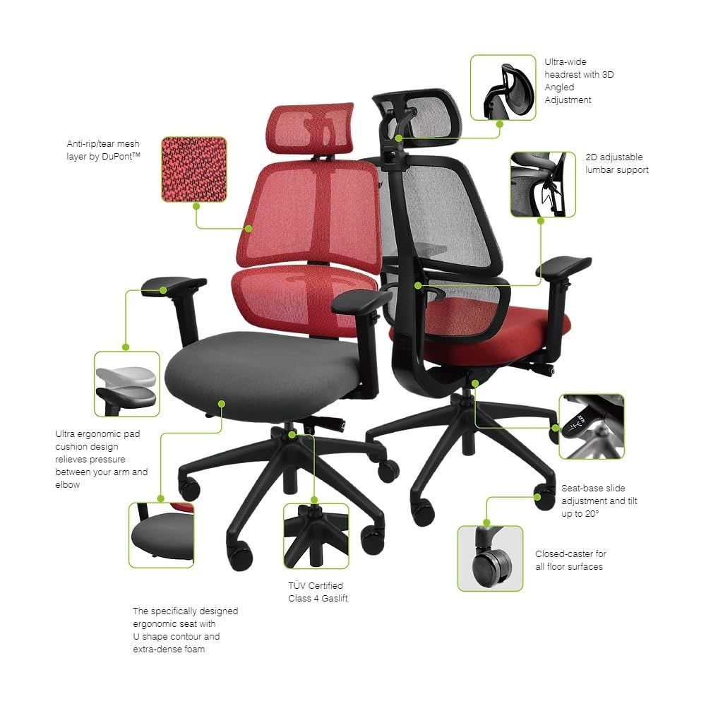  ALPHAEON E2 POP Ergonomic Chair ヘッドレスト付きバックレスト単体 レッド 5色の別売シートからお好きなカラーを選んでくみ上げる アメリカ BIFMA規格認証取得 エルゴノミックチェア Fusion Innovation E ホームオフィス オフィスチェア ワークチェア 椅子 チェア