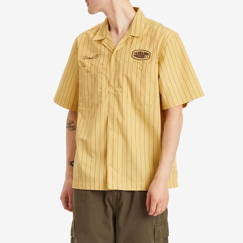 カーハート メンズ トップス シャツ Carhartt WIP Hendry Stripe Vacation Shirt Straw Liberica ストライプ