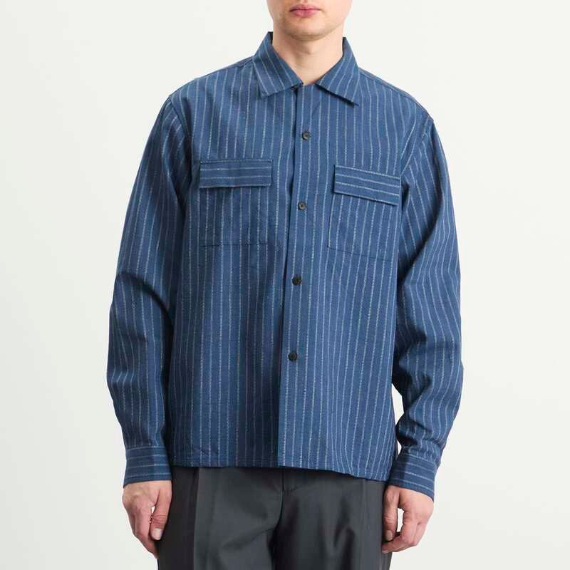 ビズビム メンズ トップス シャツ Visvim Keesey Stripe Shirt Navy ネイビー