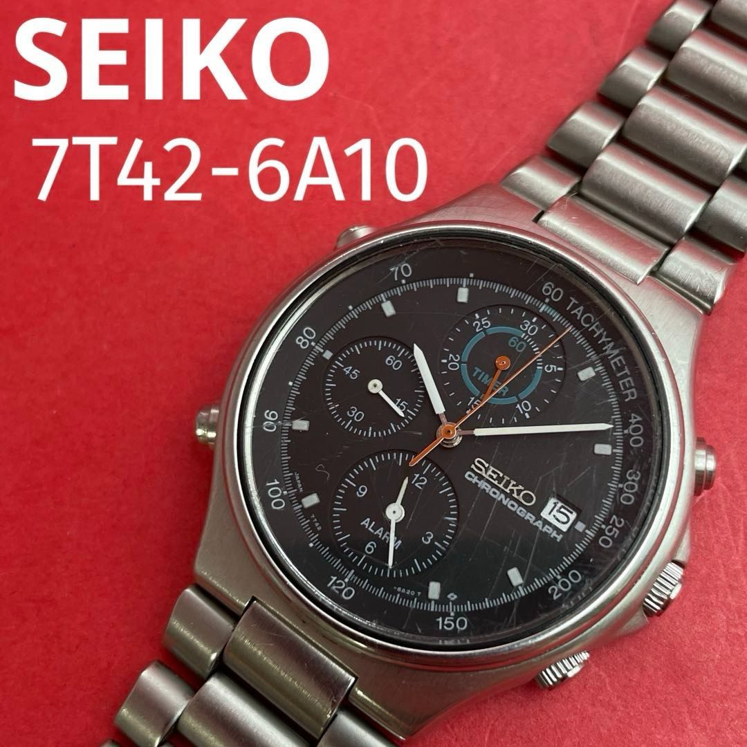 SEIKO クォーツ 腕時計 クロノグラフ セイコー クオーツ クロノグラフ 7T42 難あり 【公式通販】