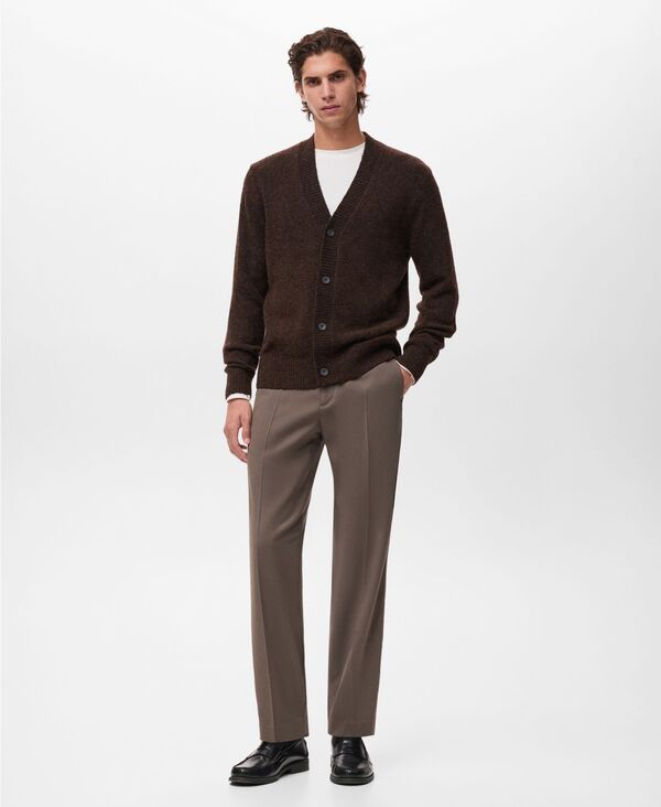マンゴ メンズ アウター ニット・セーター ウール カーディガン MANGO Mens Knitted Wool Blend Cardigan Brown ブラウン